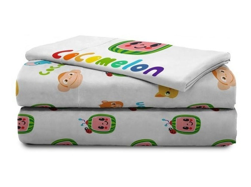 Set Sabanas Individual Cocomelon Niños 3 Piezas Microfibra Diseño De La Tela Dibujo