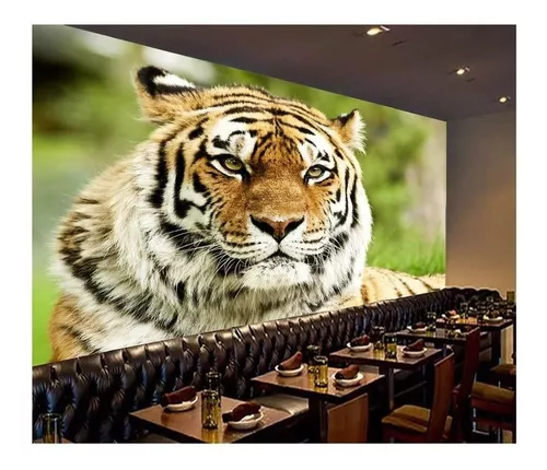 Papel De Parede Animais Tigre Paisagem 3D 6M² Anm120 em Promoção