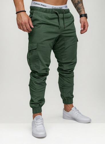 Pantalones Algodón Elástica Hombre Cargo Múltiples Bolsillos