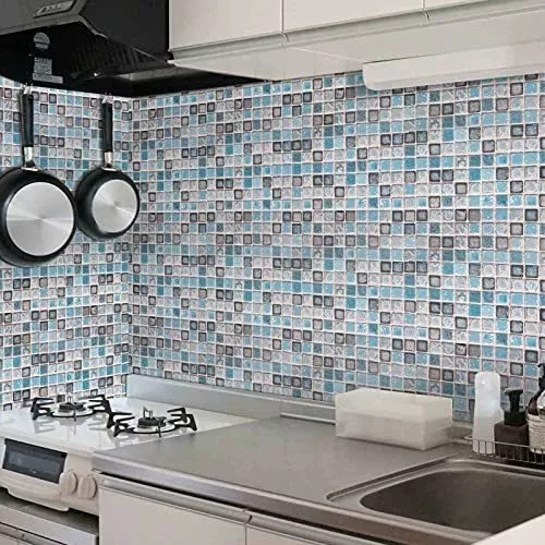 Papel Vinilo Autoadhesivo P/pared 0.40x 2m/mod: Mosaico/azul