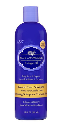Imagen 1 de 6 de Hask Shampoo Blue Chamomile & Argan Oil 355 Ml