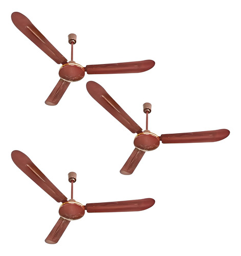 Pack 3 - Ventilador Techo Chocolate - Ind. Motor Gde - Linke