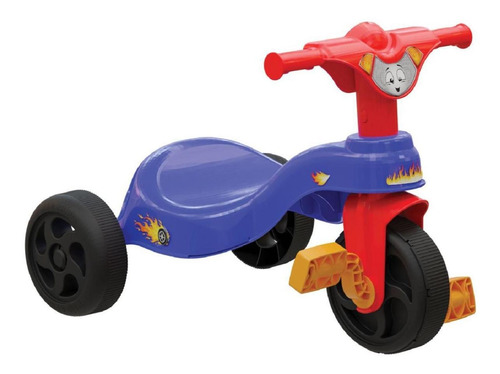 Velotrol Triciclo Menino Motoca Infantil Fast Azul Com Pedal