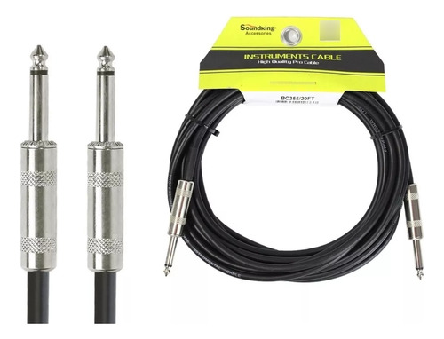 Cable Para Instrumentos Soundking Plug Plug 6 Metros Bk