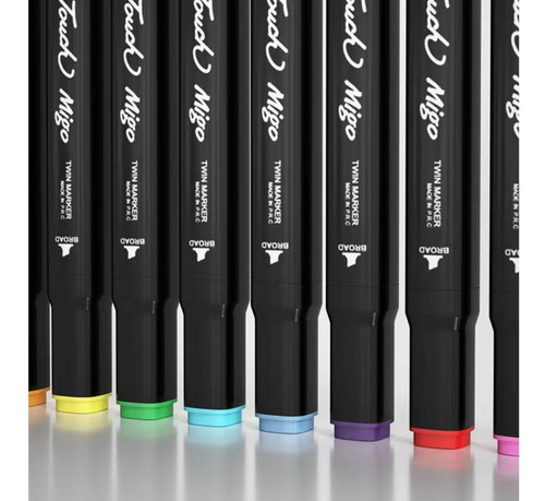 Paquete De 24 Plumones A Base De Alcohol Punta Doble Midnight Black