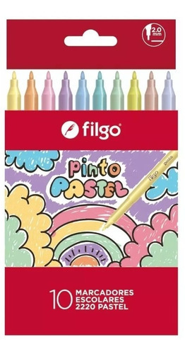 Marcadores Escolares Finos Filgo Pinto Pastel Caja X 10