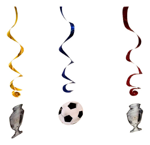 Set 3 Espirales Metalizados Futbol Loca Copa America Venezue