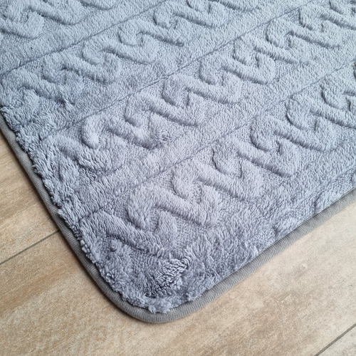 Alfombra De Baño Memory Foam Suavecita Antideslizante 40x60 Gris Ondas Suavecitas