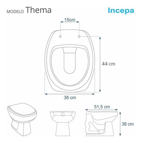 Imagem 3 de 6 de Assento Sanitário Thema Branco Para Louça Incepa Laufen 6lpf