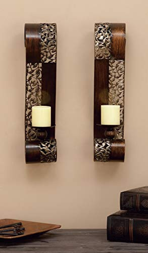 Metal Wall Sconce With Scroll Designs, Set Of 2 5 , 5 W...