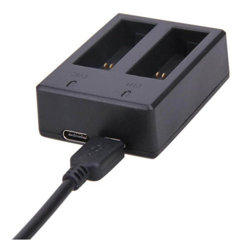 Carregador Duplo Para Bateria Gopro Ahdbt-501 / Hero7,6e5 Cor Preto