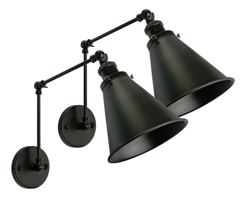 Dzsumy Aplique De Pared Negro Industrial Ángulo Ajustable De