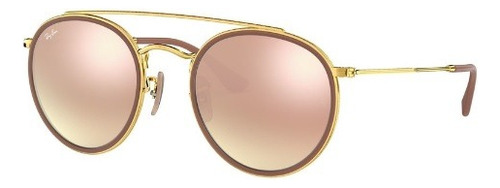 Lentes De Sol Rb3647 Round Double Bridge 001/70 - Talle M Rosa Espejado Rosa Dorado Dorado