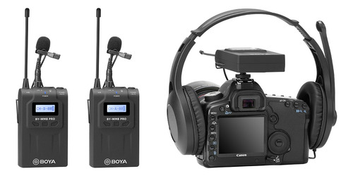 Sistema 2 Micrófonos Inalámbricos Lavalier P/ Camara Boya