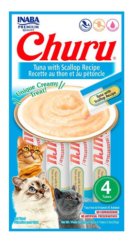 Ciao Churu Gato Mega Pack 48 Sobres Atún Y Ostión Usa604. Np