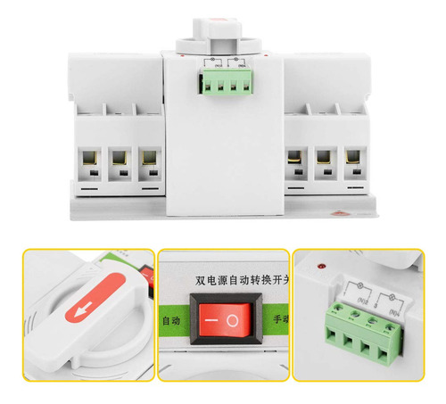 Interruptor De Transferencia 1pc 3p, 220v 63a Mini Inte...