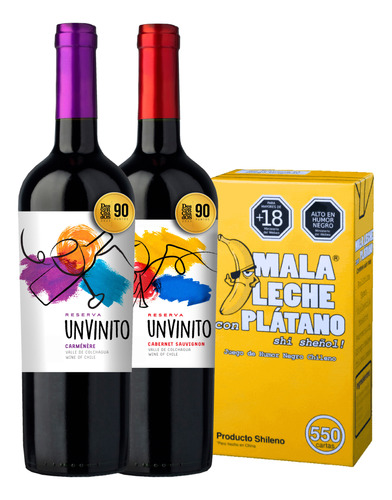 Pack Mala Leche Con Plátano Con 2 Botellas Unvinito Reserva