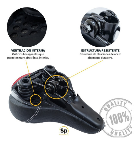 Imagen 5 de 10 de Asiento Universal Bicicleta Unisex Anti Prostático Con Luz
