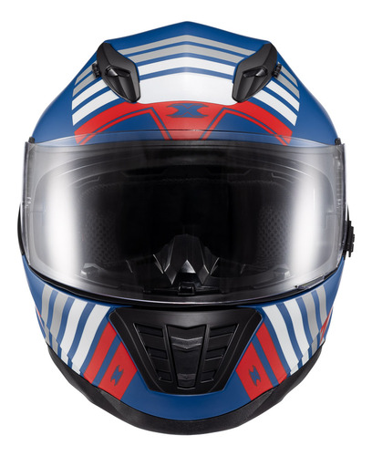 Capacete Texx Fechado Wing Grid Azul Vermelho Branco 62