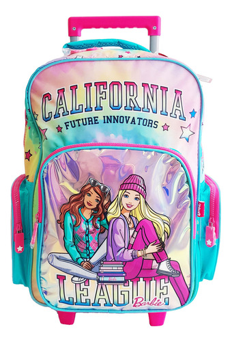 Mochila Escolar 17 Pulgadas, C/carrito Barbie, Wabro 13034 Color Modelo 1 Diseño De La Tela Barbie