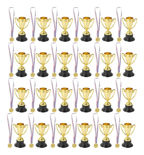 Juego De 48 Trofeos Y Medallas, 24 Piezas De Copa Dorada De