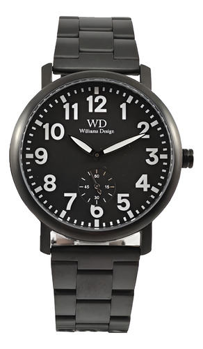 Reloj Williams Wix-072-1a Acero Inox Sumergible Plateado Plateado Negro