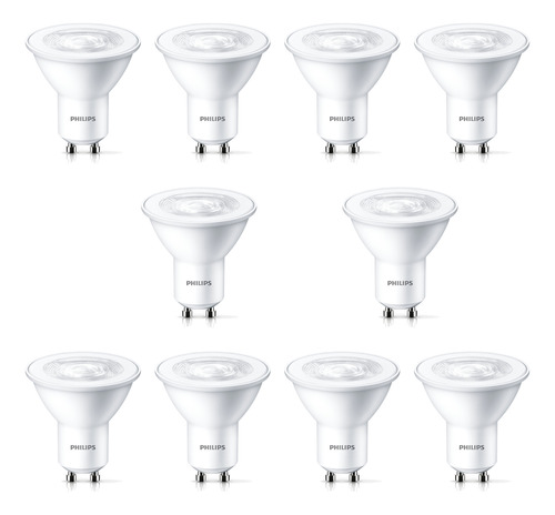 Pack 10 Philips Led Gu10 4-50 Watts Dicroica Calida O Fria