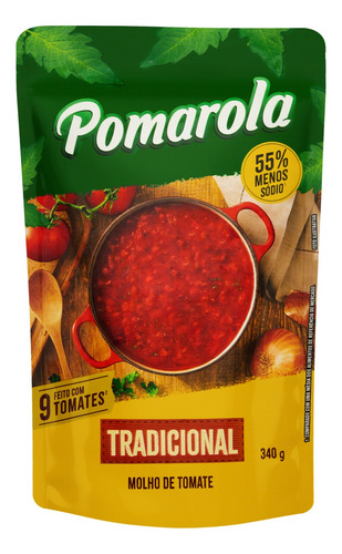 Molho de Tomate Tradicional Pomarola sem glúten em sachê 340 g