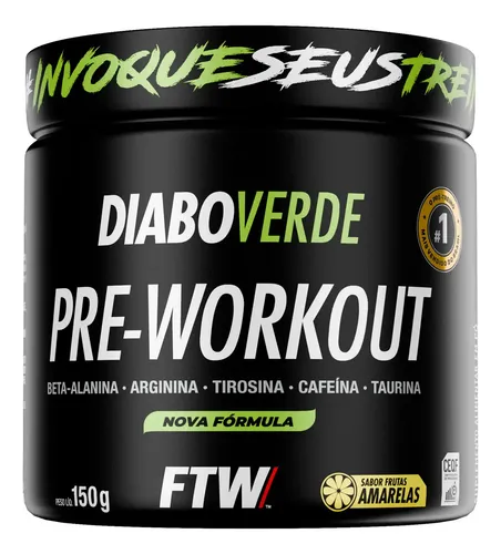 Suplemento em Pó Pre Treino Pre Workout Pote 150g Sabor Frutas Amarelas FTW - DIABO VERDE