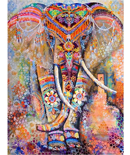 Bordado Pintura Diamante - Elefante Hindú 40x50