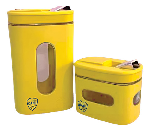 Mate Pampa Pampera Boca Juniors - Kit Yerbera + Azucarera Amarillo