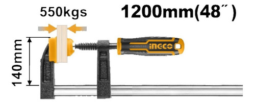 Prensa Sargento En F Industrial 140x1200 Mm Ingco Hfc021401