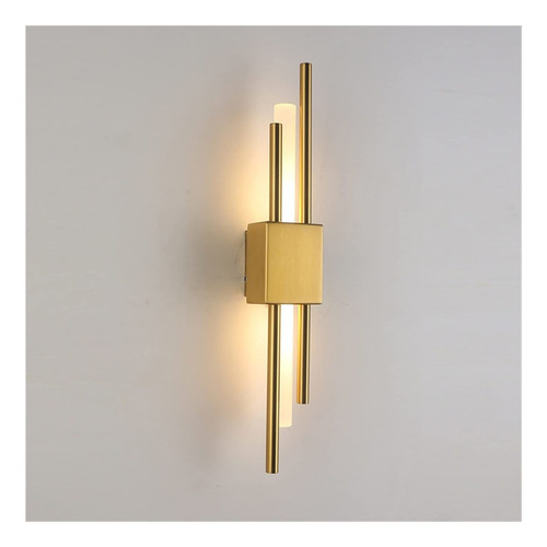 Lampara Pared Led Tubo Acrilico Metal Laton Negro Bronce In