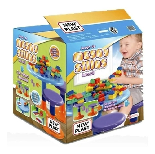 Mesa Infantil Didáctica Con Sillas Y Bloques Encastre