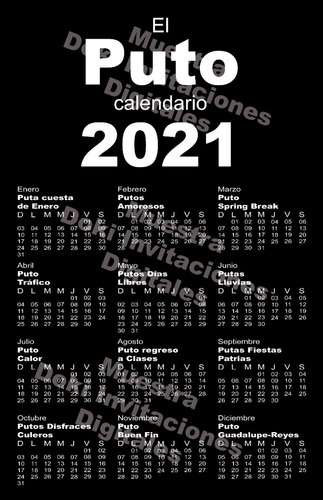 El Puto Calendario 2020 Imprimible
