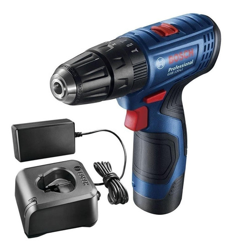 Imagen 3 de 4 de Taladro eléctrico percutor y destornillador Bosch Professional GSB 120-LI inalámbrico 1500rpm azul 127V/220V 12V con maletín de transporte