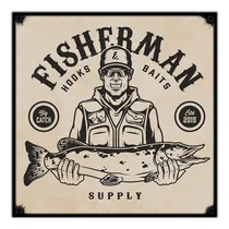 Comprar #12 - Cuadro Vintage 30 X 30 Cm \u002F Pescador Pesca \u002F No Chapa