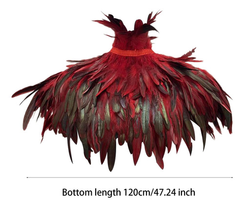 Bufanda Gótica De Plumas Para El Hombro, Chal De Rojo