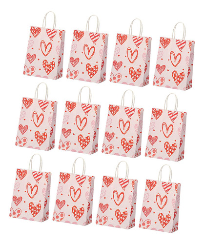 12 Uds. Bolsas De Regalo Para El Día De Valentín Con Asa,