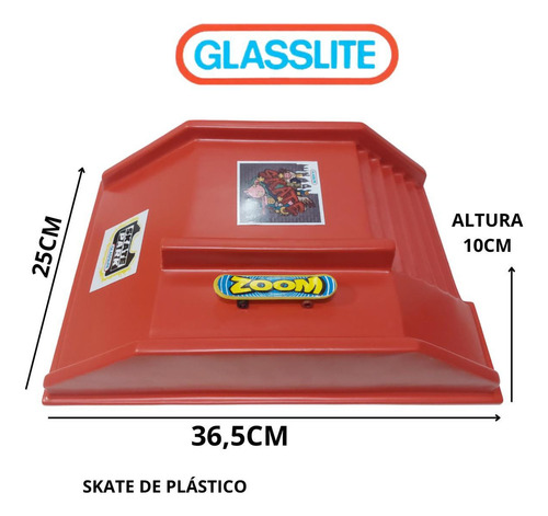 Kit 2 Pista 2 Skate Dedo Rampa Glasslite Half Corrimão
