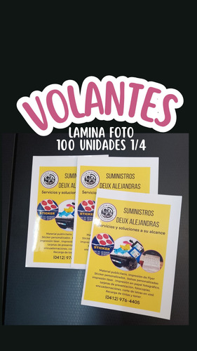 Volante Publicitario Color 120 Unidades Medidas 1/4 En Papel