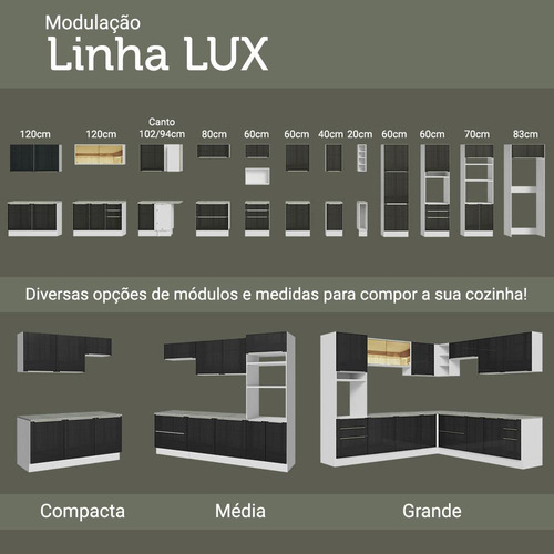 Alacena Gabinete Superior Cocina Madesa 1 Puerta Lux 80cm Color Blanco/Negro 07