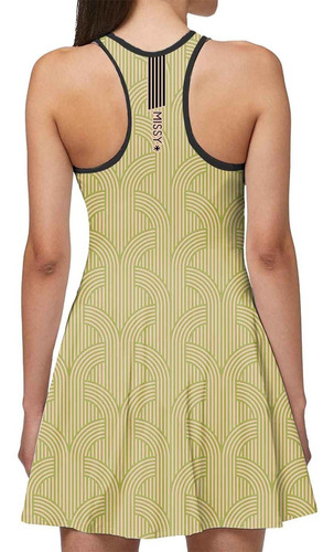 Imagem 2 de 6 de Vestido Beach Tennis C/ Shorts Listras Dourado Beachwear