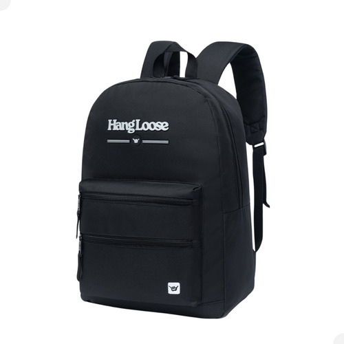 Mochila Hang Loose Reforçada Passeio Escolar Notebook Preta Cor Preto Desenho Do Tecido Lisa
