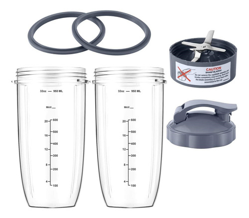 2 Vasos Para Nutribullet 32oz Nb600w/900w Con Cuchilla