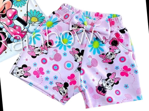 Conjunto Playera Y Short De Minnie Mouse Brillos Vacaciones Rosa Claro M