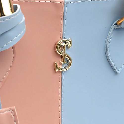 Bolsa Tiracolo Feminina Bicolor Tote New Colection Elegance Cor Azul/rosa