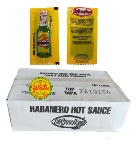900 Sobres De Salsa Habanera Verde El Yucateco
