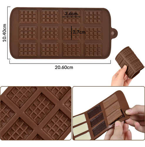 Paquete De 2 Moldes Para Barra De Chocolate De 12 Cavidades