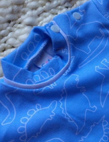 Body Ajuar Osito Bebe Pañalero Enterito Manga Larga Conjunto Azul Acero Talle 2